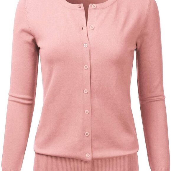 Women's Ribbed Knit Cardigan Sweater Long Sleeve Button Down All Seasons